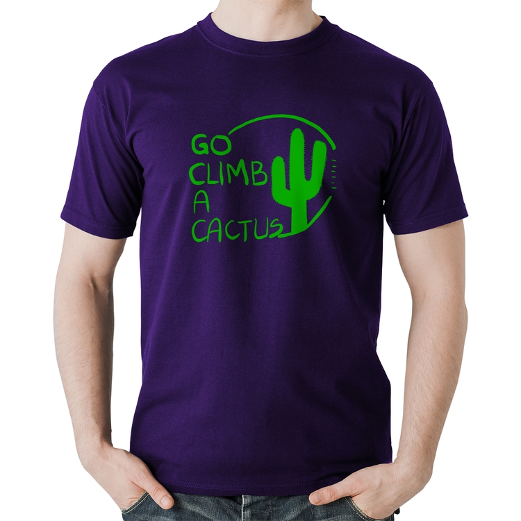Camiseta Algodão Go climb a cactus - Roxa