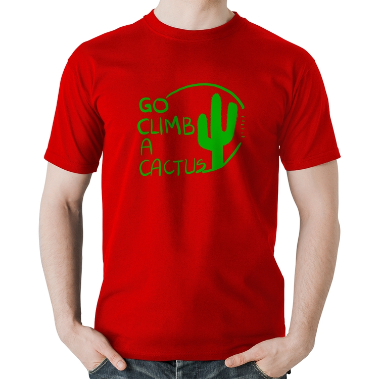 Camiseta Algodão Go climb a cactus - Vermelha