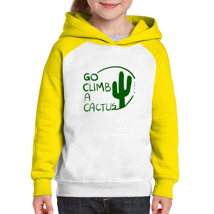Moletom Infantil Go climb a cactus - Branco/Amarelo