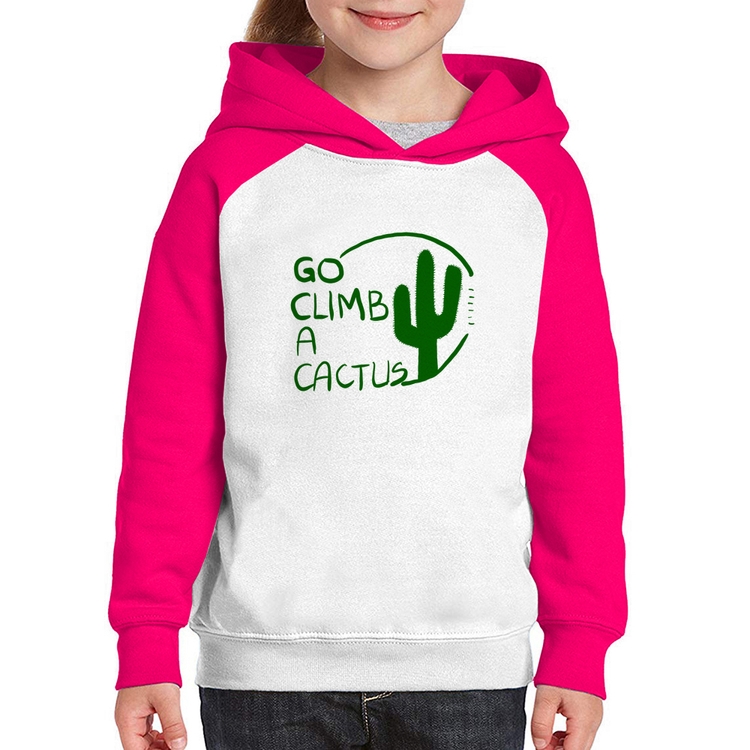 Moletom Infantil Go climb a cactus - Branco/Rosa