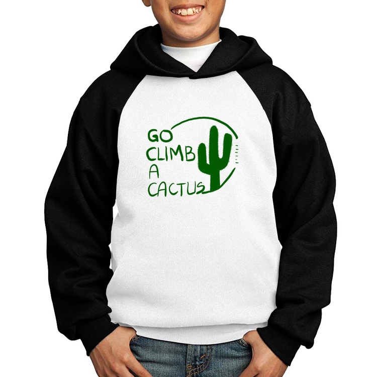 Moletom Infantil Go climb a cactus - Branco/Preto