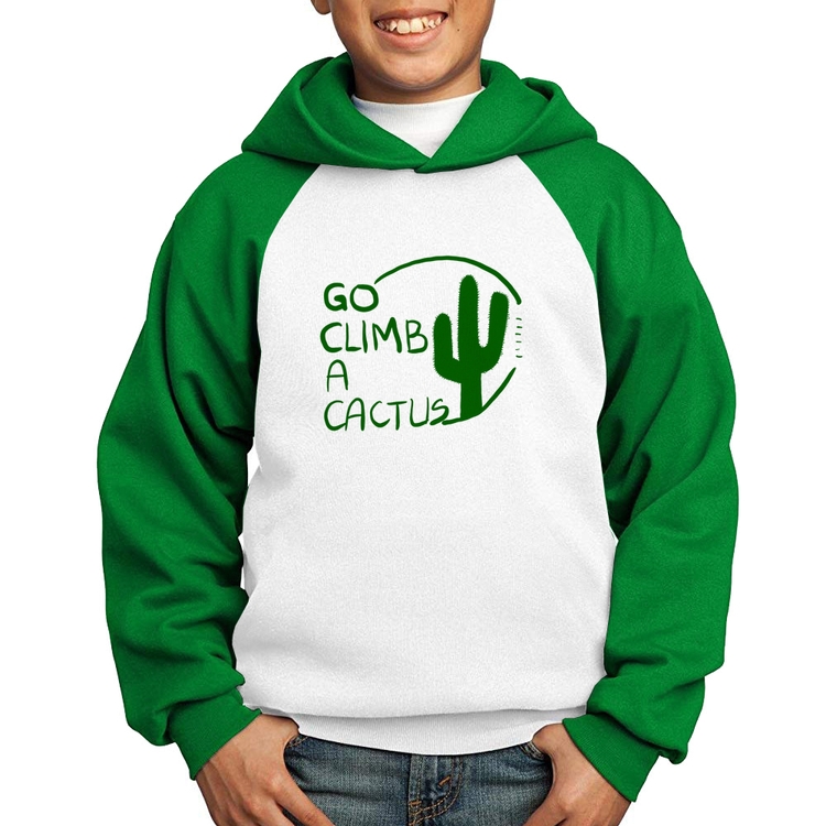 Moletom Infantil Go climb a cactus - Branco/Verde