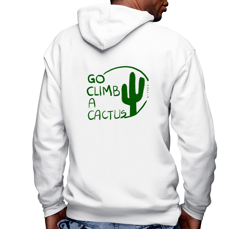 Blusa Moletom Go climb a cactus Masculina com Capuz e Zíper - Branca