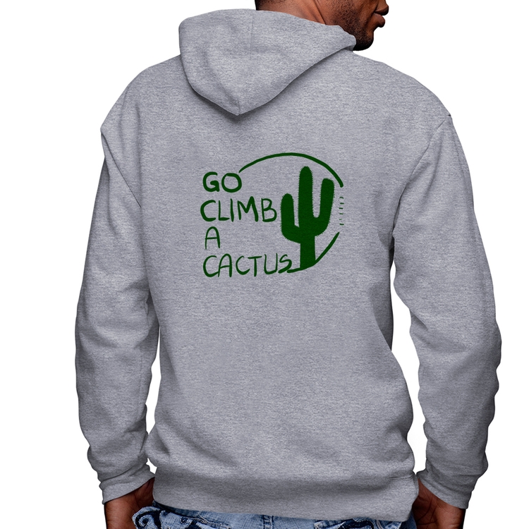 Blusa Moletom Go climb a cactus Masculina com Capuz e Zíper - Mescla