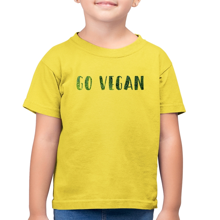 Camiseta Algodão Infantil Go Vegan - Amarelo Canário