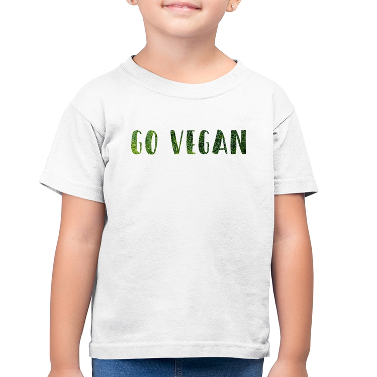 Camiseta Algodão Infantil Go Vegan - Branca