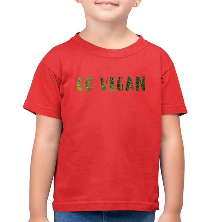 Camiseta Algodão Infantil Go Vegan - Vermelha