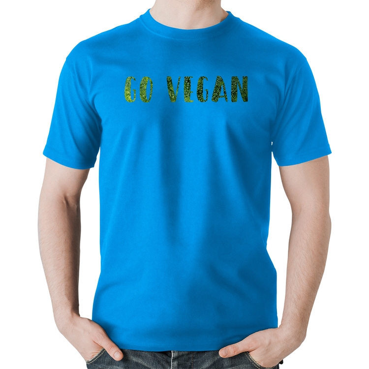 Camiseta Algodão Go Vegan - Azul