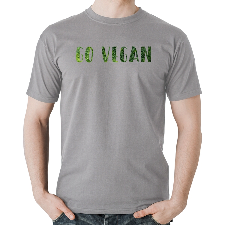 Camiseta Algodão Go Vegan - Cinza