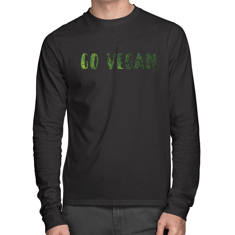 Camiseta Algodão Go Vegan Manga Longa