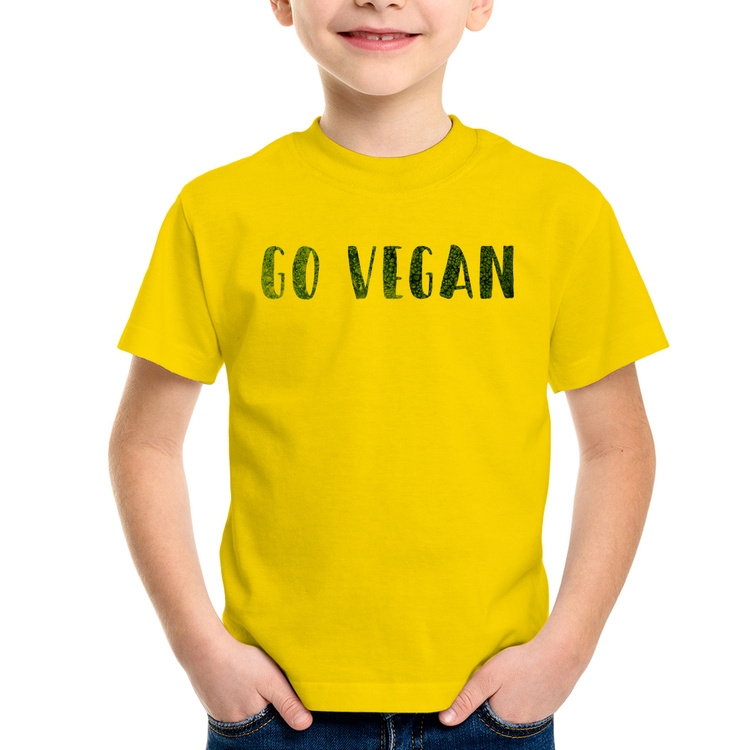 Camiseta Infantil Go Vegan - Amarela