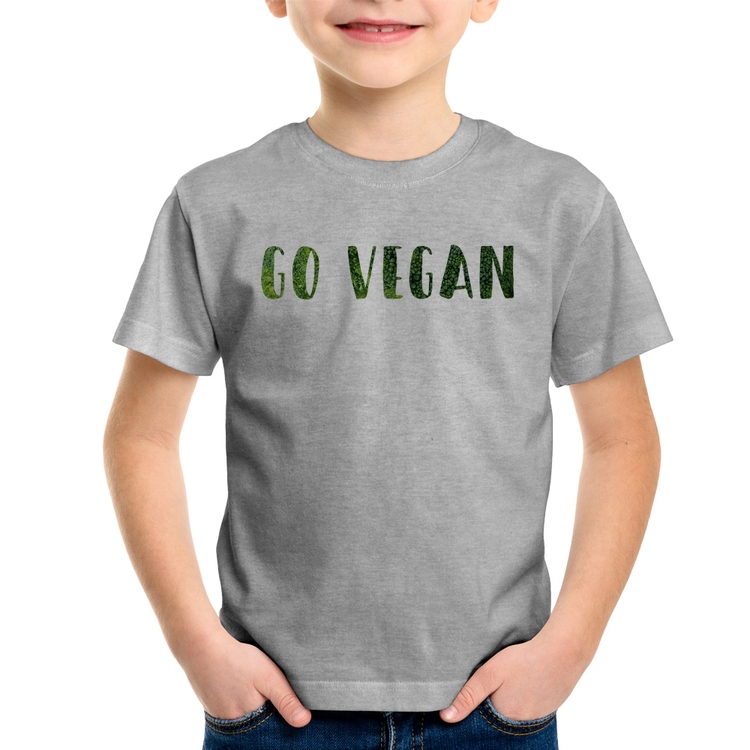 Camiseta Infantil Go Vegan - Cinza
