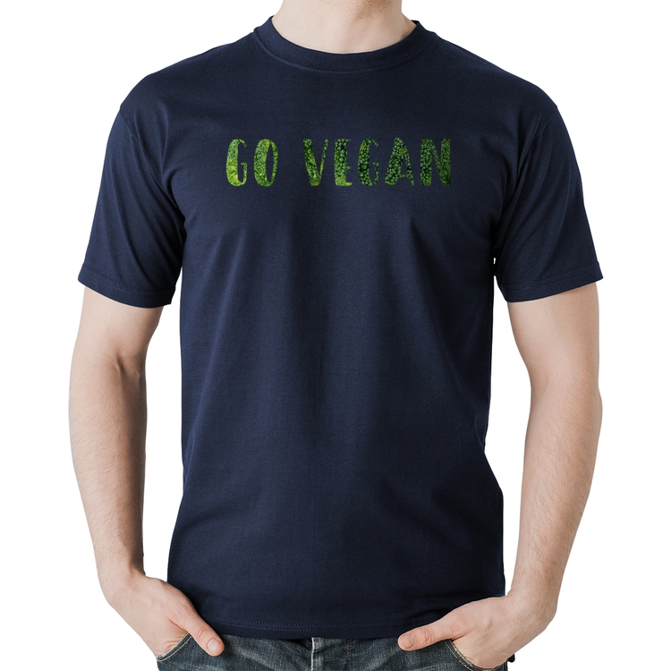 Camiseta Algodão Go Vegan - Marinho