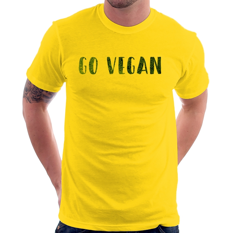 Camiseta Go Vegan - Amarela