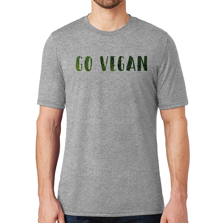 Camiseta Go Vegan - Cinza