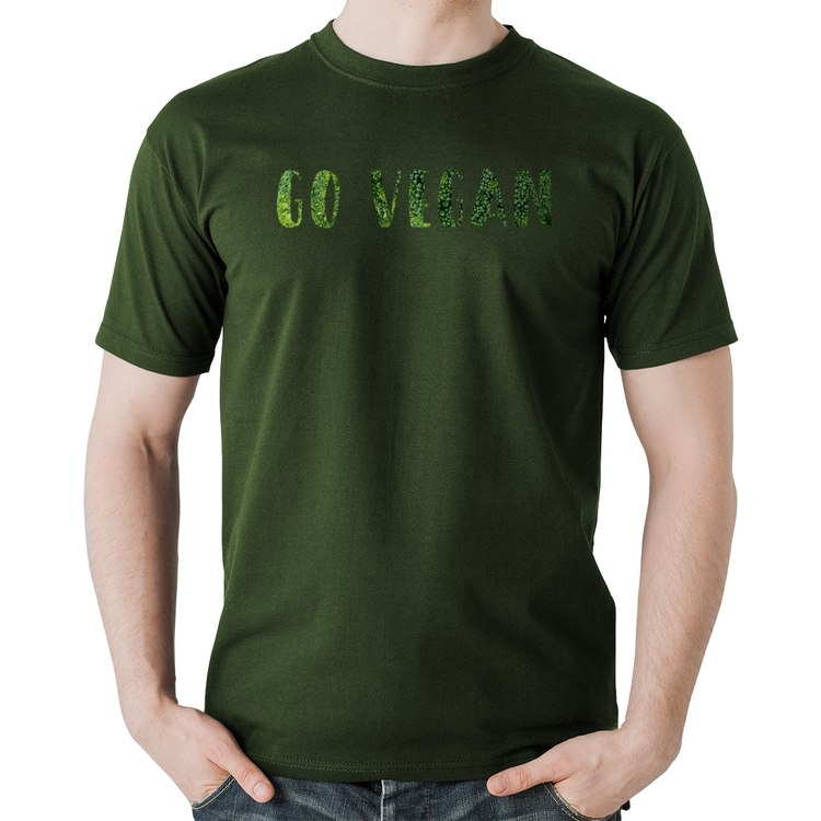 Camiseta Algodão Go Vegan - Musgo