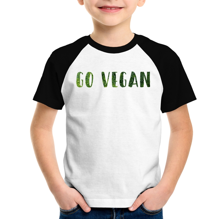 Camiseta Raglan Infantil Go Vegan