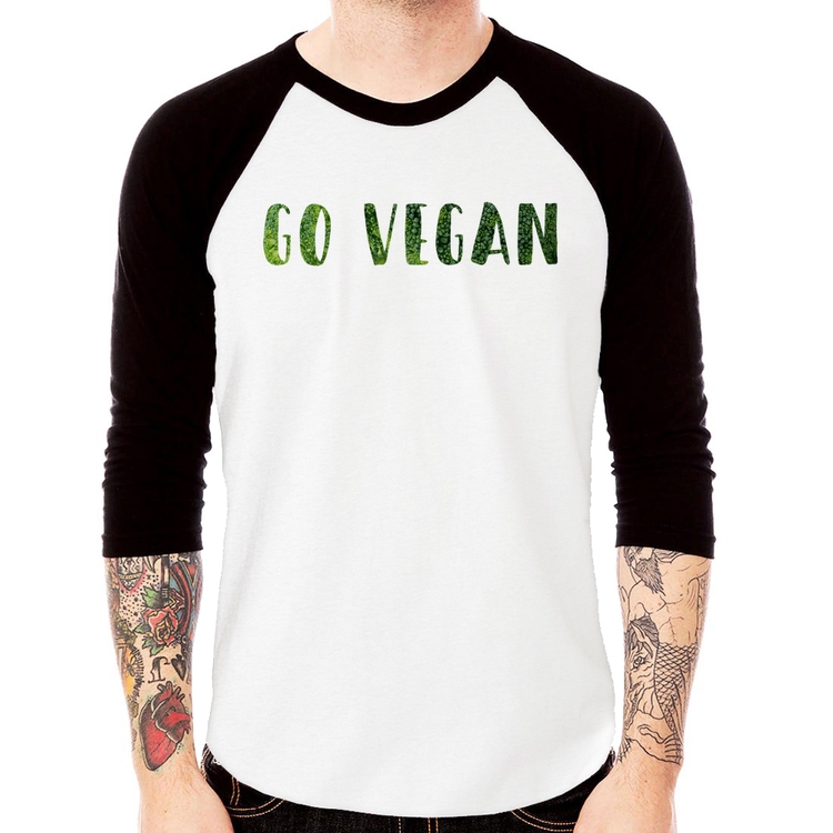 Camiseta Raglan Go Vegan Manga 3/4