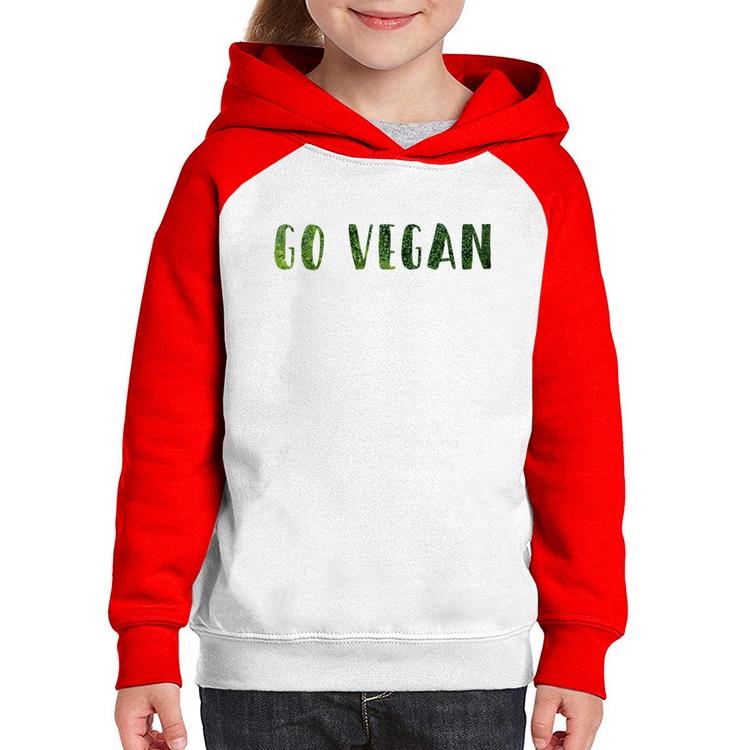Moletom Infantil Go Vegan - Branco/Vermelho