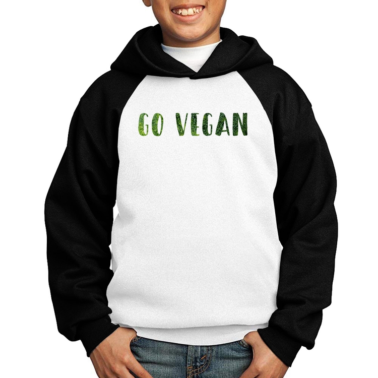 Moletom Infantil Go Vegan - Branco/Preto