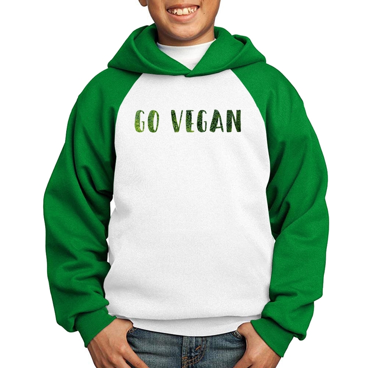 Moletom Infantil Go Vegan - Branco/Verde