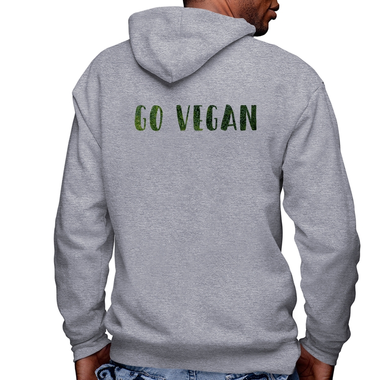 Blusa Moletom Go Vegan Masculina com Capuz e Zíper - Mescla