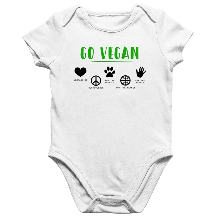 Body Bebê Algodão Go Vegan Símbolos - Branco