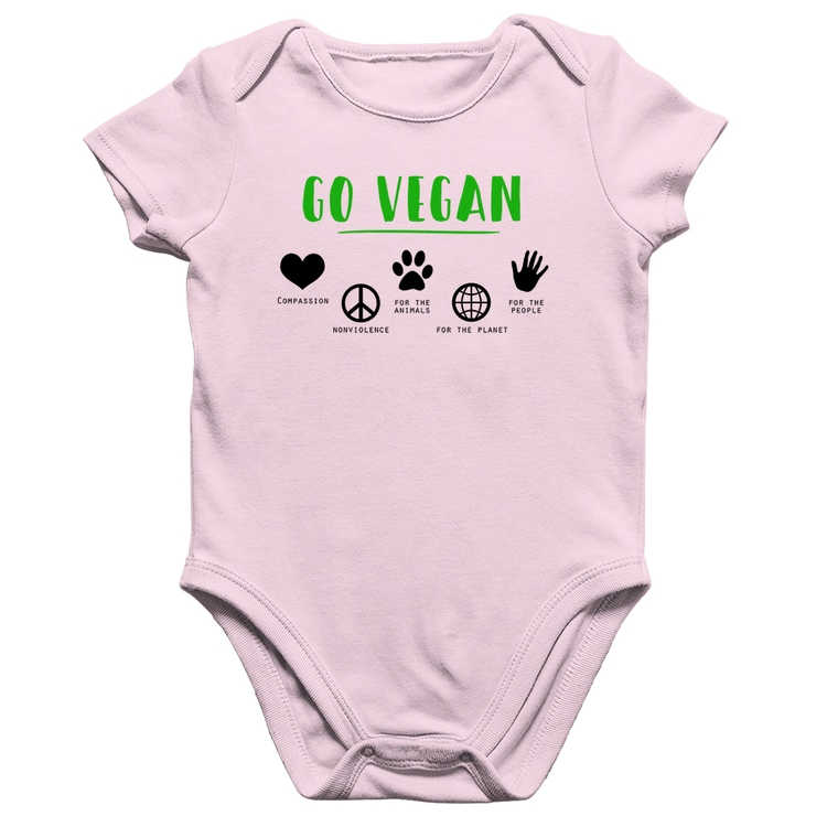 Body Bebê Algodão Go Vegan Símbolos - Rosa Bebê