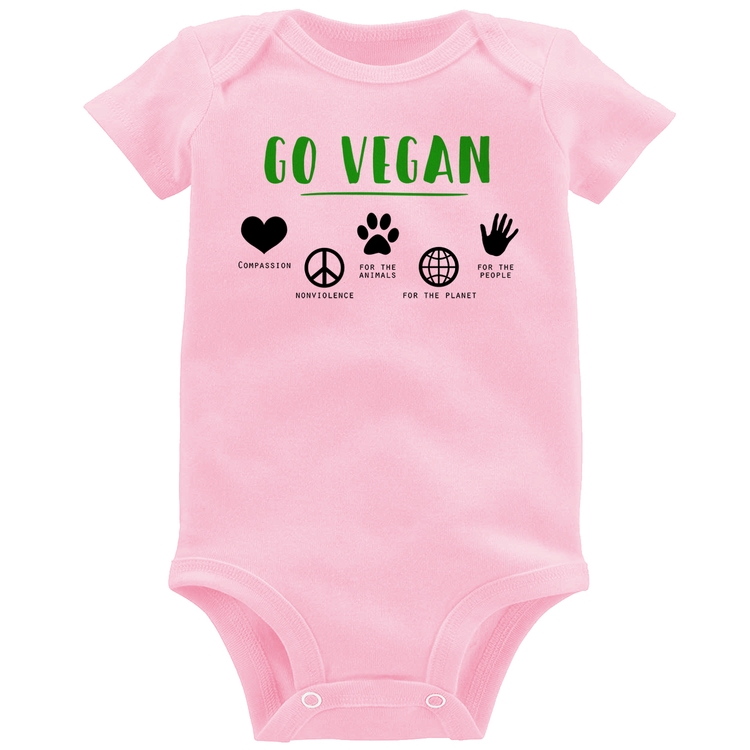 Body Bebê Go Vegan Símbolos - Rosa Bebê
