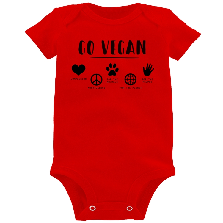 Body Bebê Go Vegan Símbolos - Vermelho