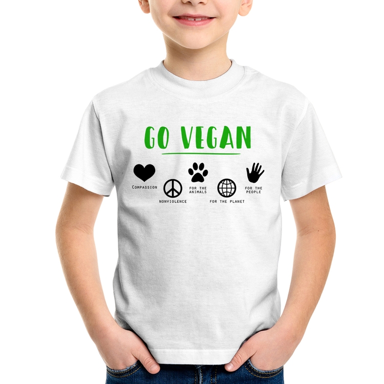 Camiseta Infantil Go Vegan Símbolos