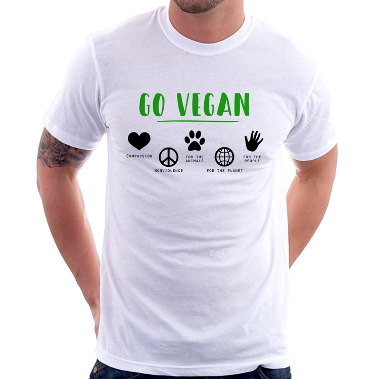 Camiseta Go Vegan Símbolos