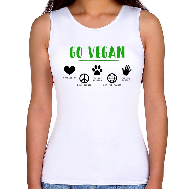 Regata Feminina Go Vegan Símbolos