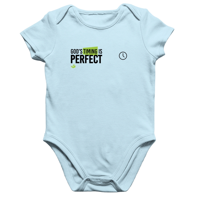 Body Bebê Algodão God's timing is perfect - Azul Bebê