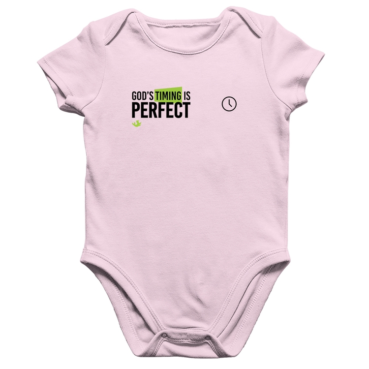 Body Bebê Algodão God's timing is perfect - Rosa Bebê