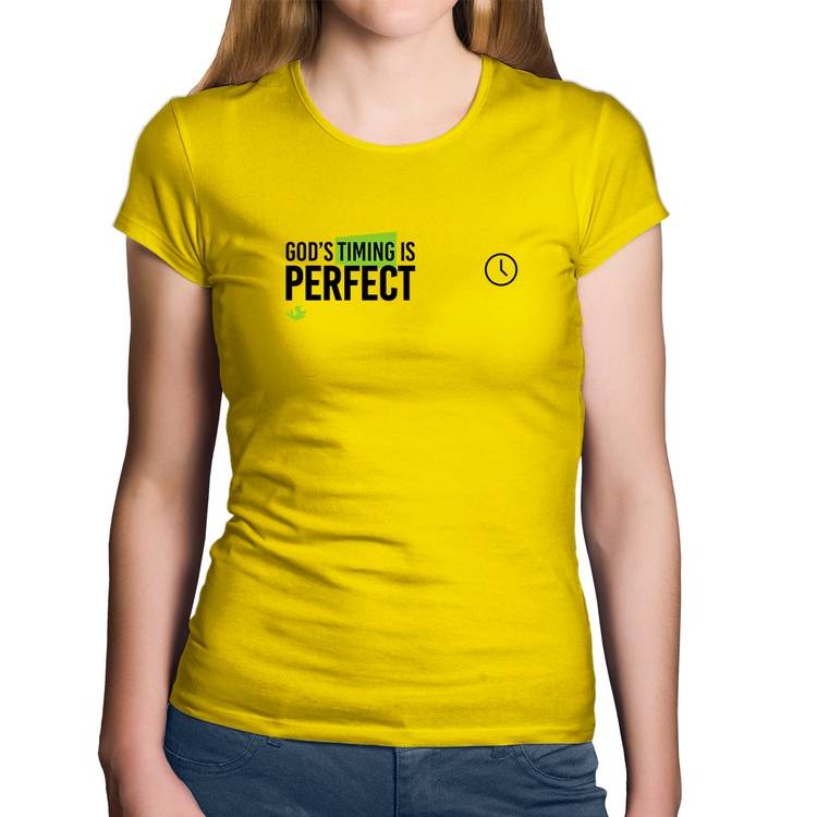 Baby Look Algodão God's timing is perfect - Amarela