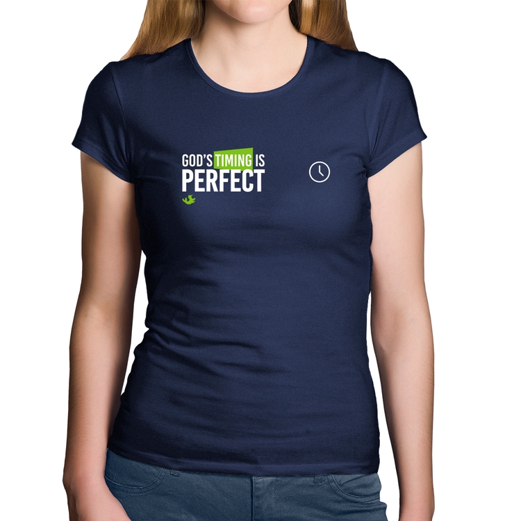 Baby Look Algodão God's timing is perfect - Marinho