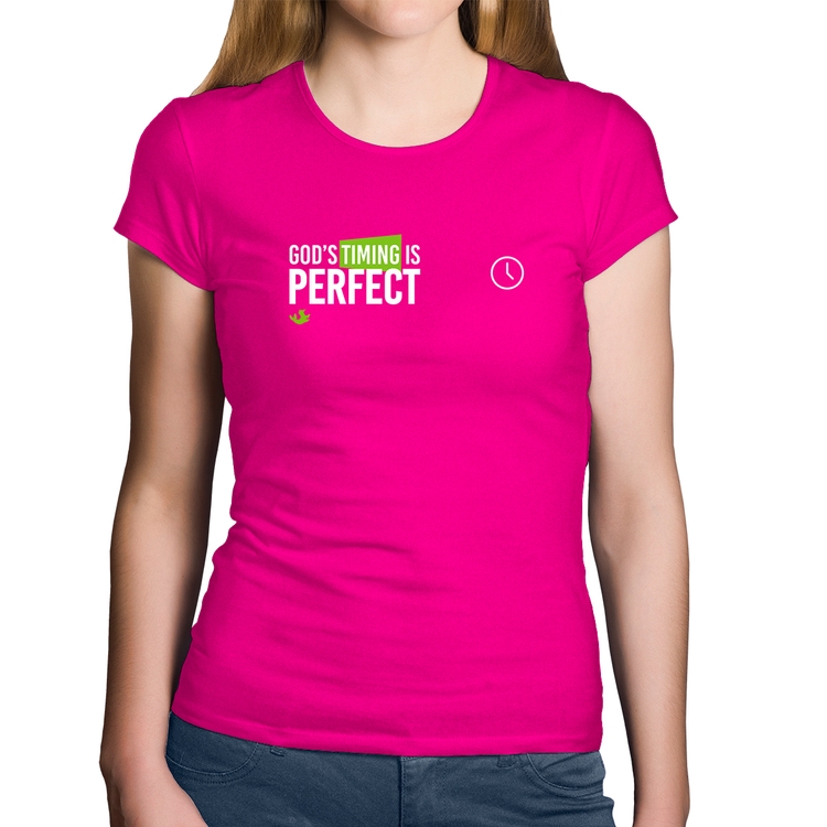 Baby Look Algodão God's timing is perfect - Rosa