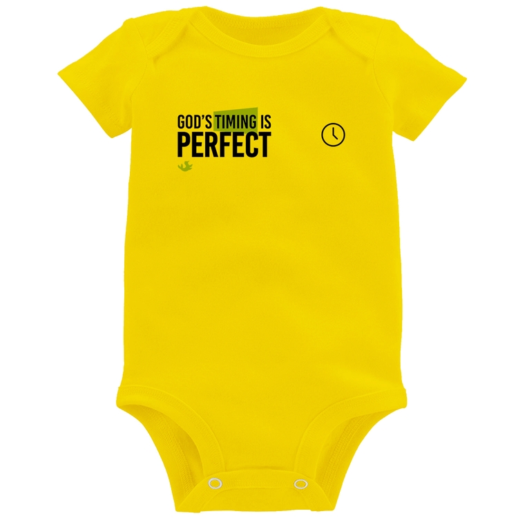 Body Bebê God's timing is perfect - Amarelo