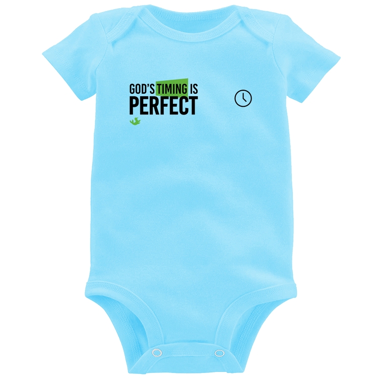 Body Bebê God's timing is perfect - Azul Bebê