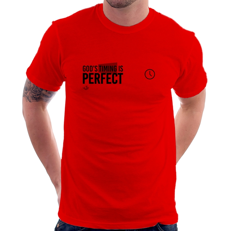 Camiseta God's timing is perfect - Vermelha