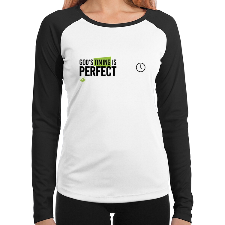 Baby Look Raglan God's timing is perfect Manga Longa