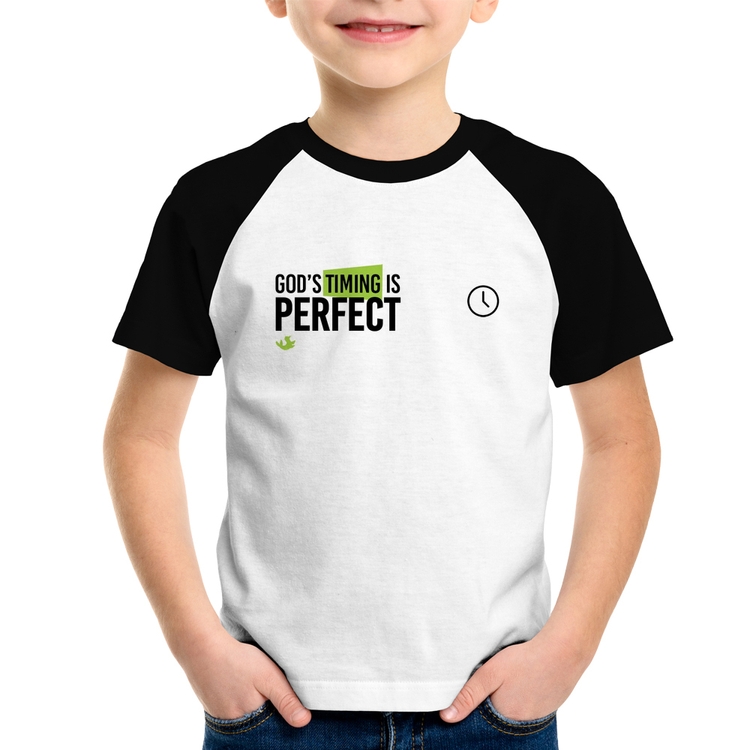 Camiseta Raglan Infantil God's timing is perfect