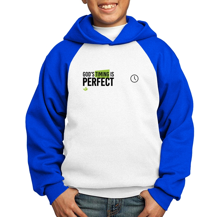 Moletom Infantil God's timing is perfect - Branco/Azul