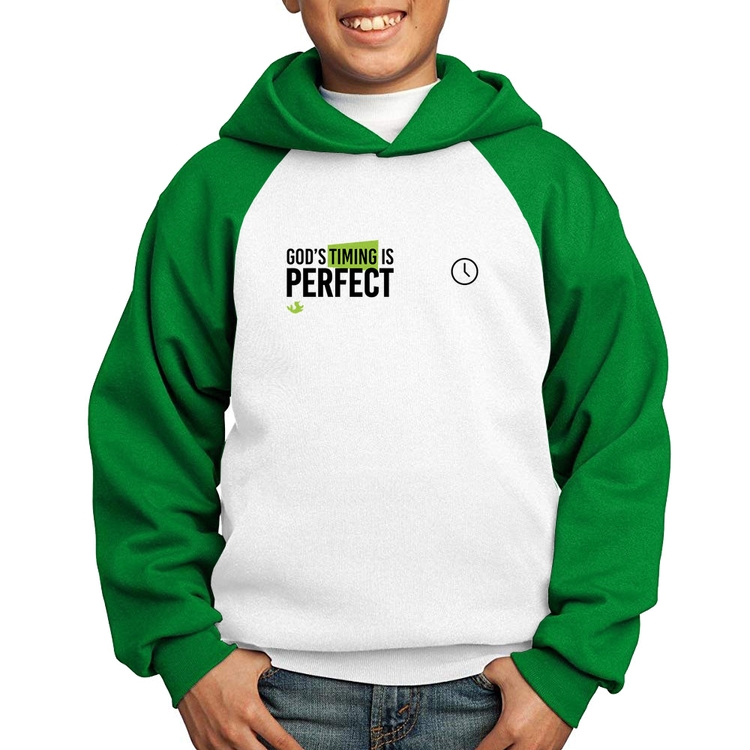 Moletom Infantil God's timing is perfect - Branco/Verde