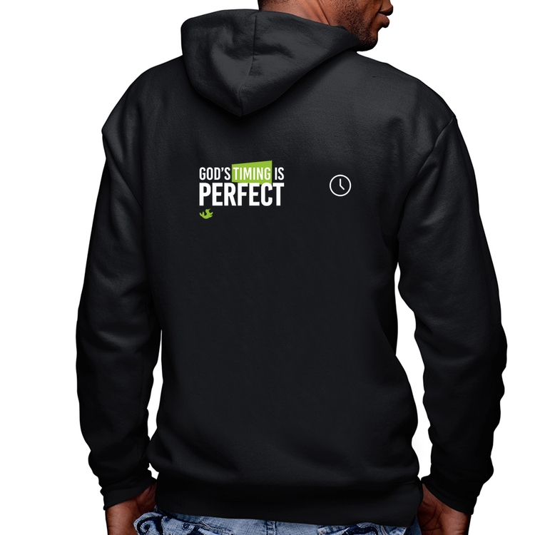 Blusa Moletom God's timing is perfect Masculina com Capuz e Zíper