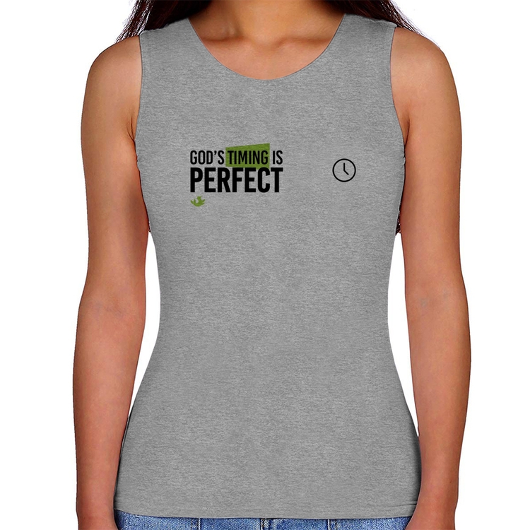 Regata Feminina God's timing is perfect - Cinza