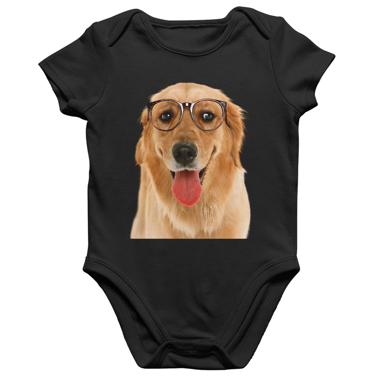 Body Bebê Algodão Golden Retriever de Óculos