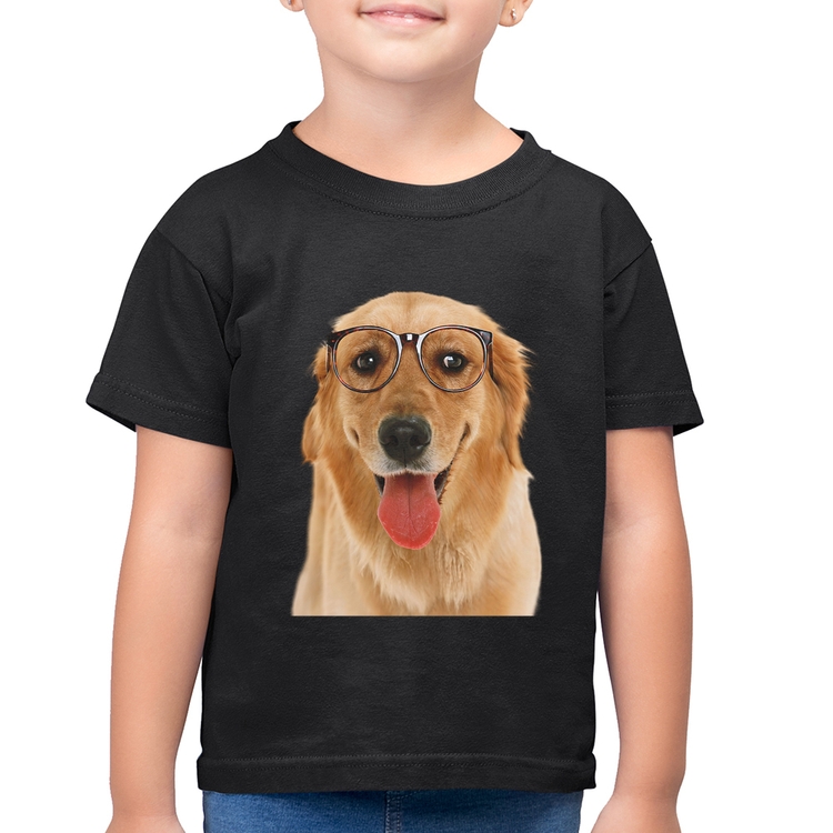 Camiseta Algodão Infantil Golden Retriever de Óculos