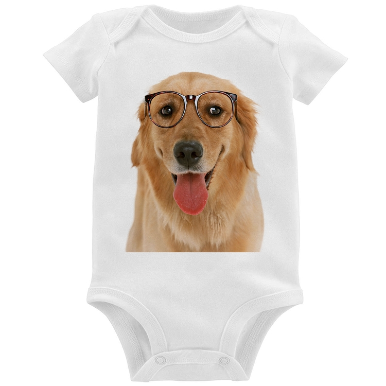 Body Bebê Golden Retriever de Óculos
